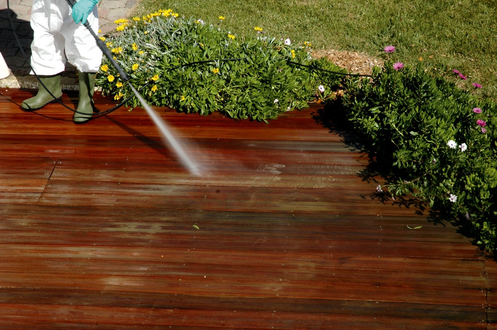 Power washing decking