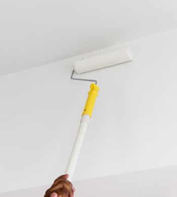 Decorator using a roller to paint a wall