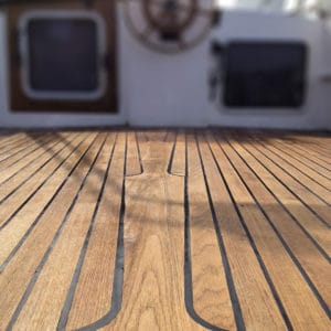 Close up of a boat deck with Deks Ole D1 applied