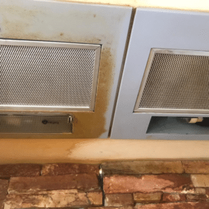 Before and after Pura-Trol application on a cooker canopy