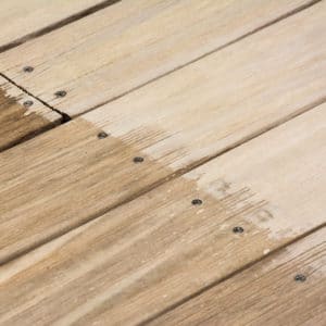 Renoclear applied to wooden deck