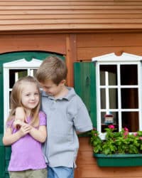 Natural wood playhouse