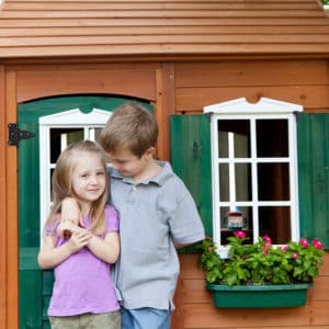 Natural wood playhouse