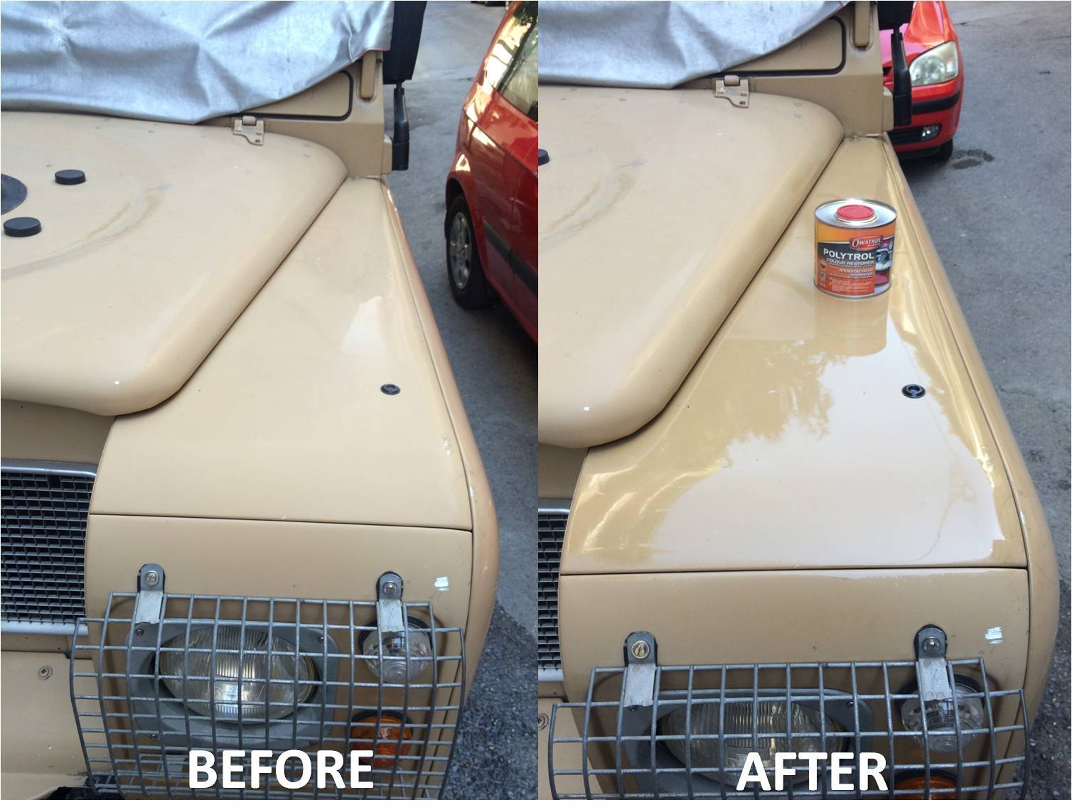 Land Rover before and after application of Polytrol