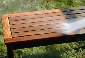 Net-Trol being applied to a garden table