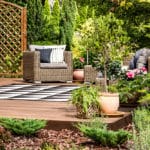 Plants and furniture on a garden deck