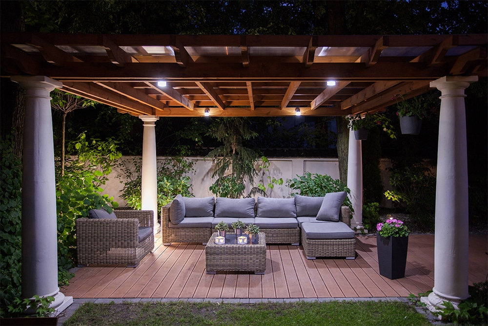 Garden deck with lighting