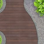 Shrubs surrounding a garden deck