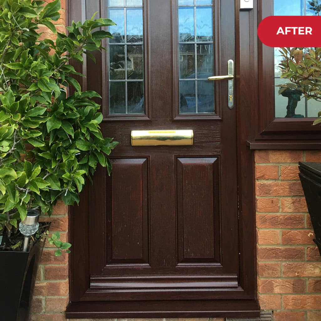 Composite wood door after Polytrol