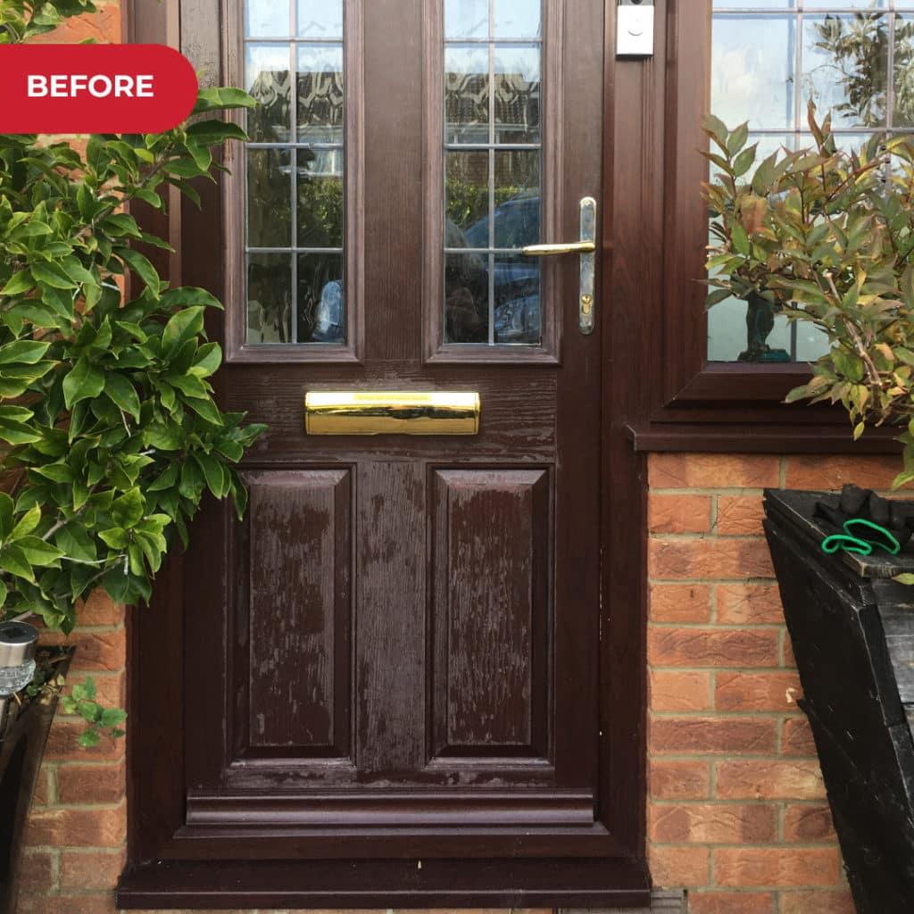 Composite wood door before Polytrol