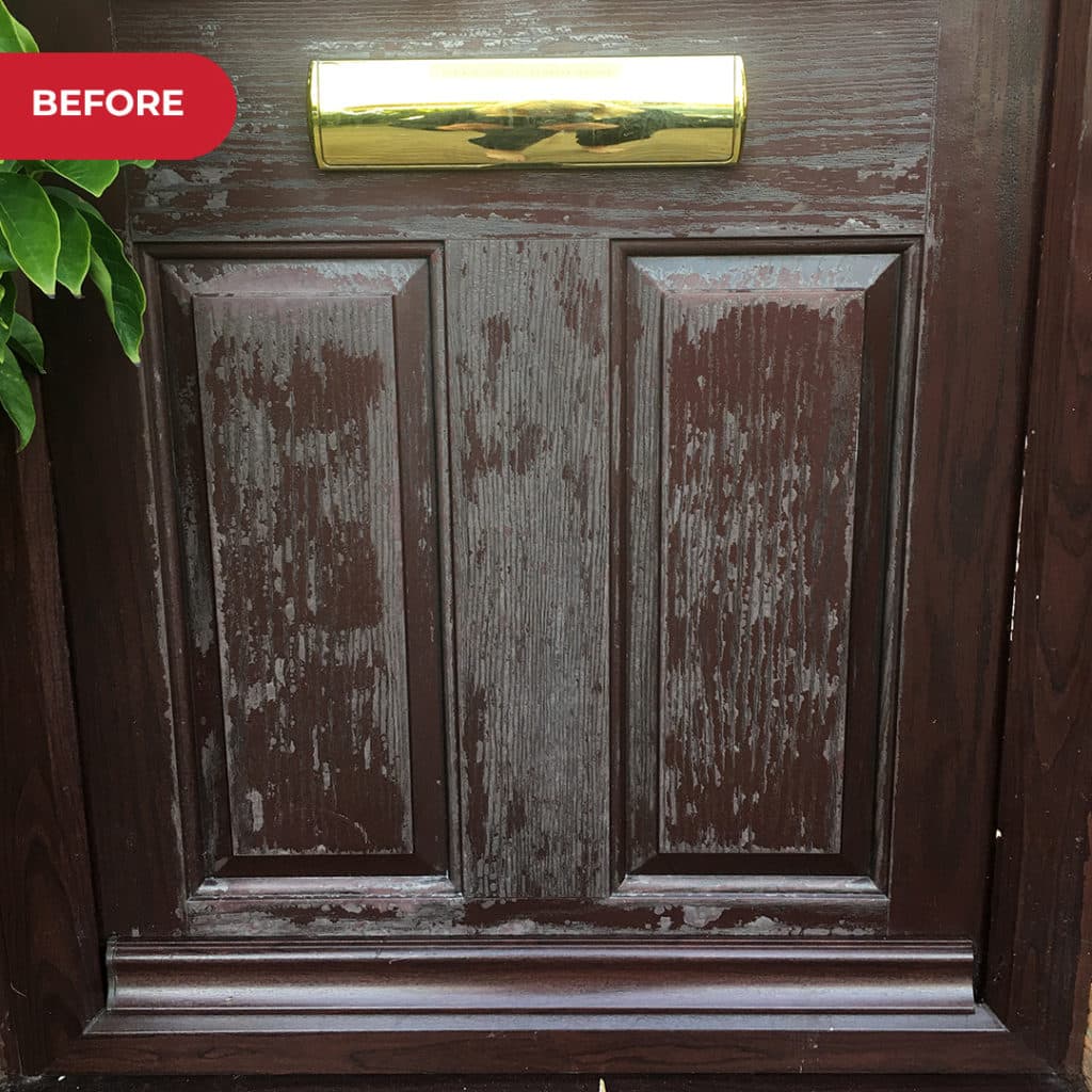 Composite wood door before Polytrol