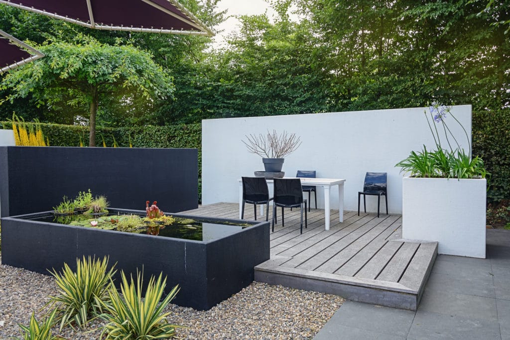 Garden deck with plants