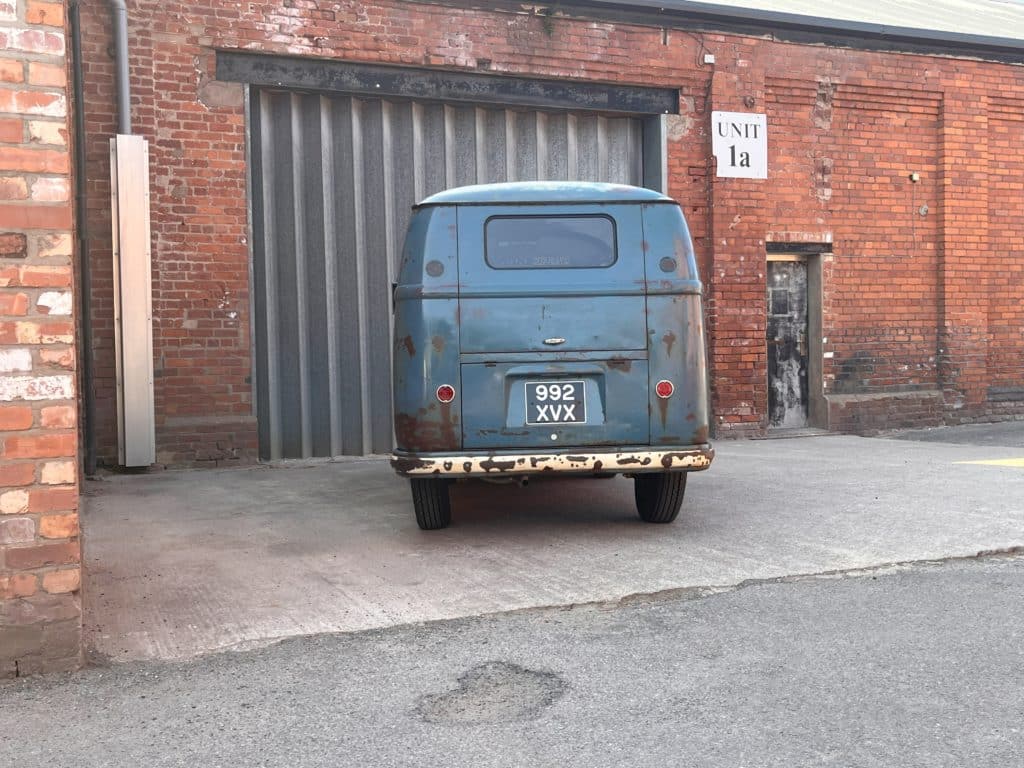 Back view of Ewan McGregor’s VW panel van by Garage 87